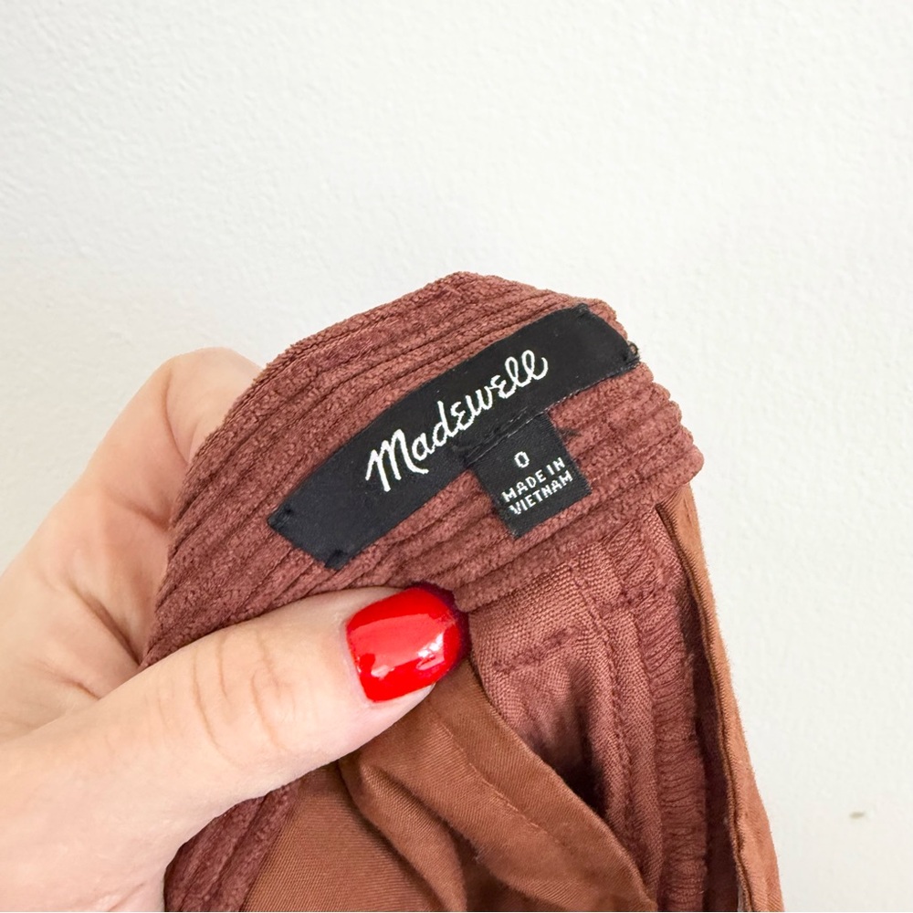 Madewell 0 Corduroy High Rise Tapered Pants Dusty Redwood Pleated - Picture 5 of 7
